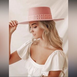 Lack Of Color Sierra Rose Pink Wool Boater Hat Size medium